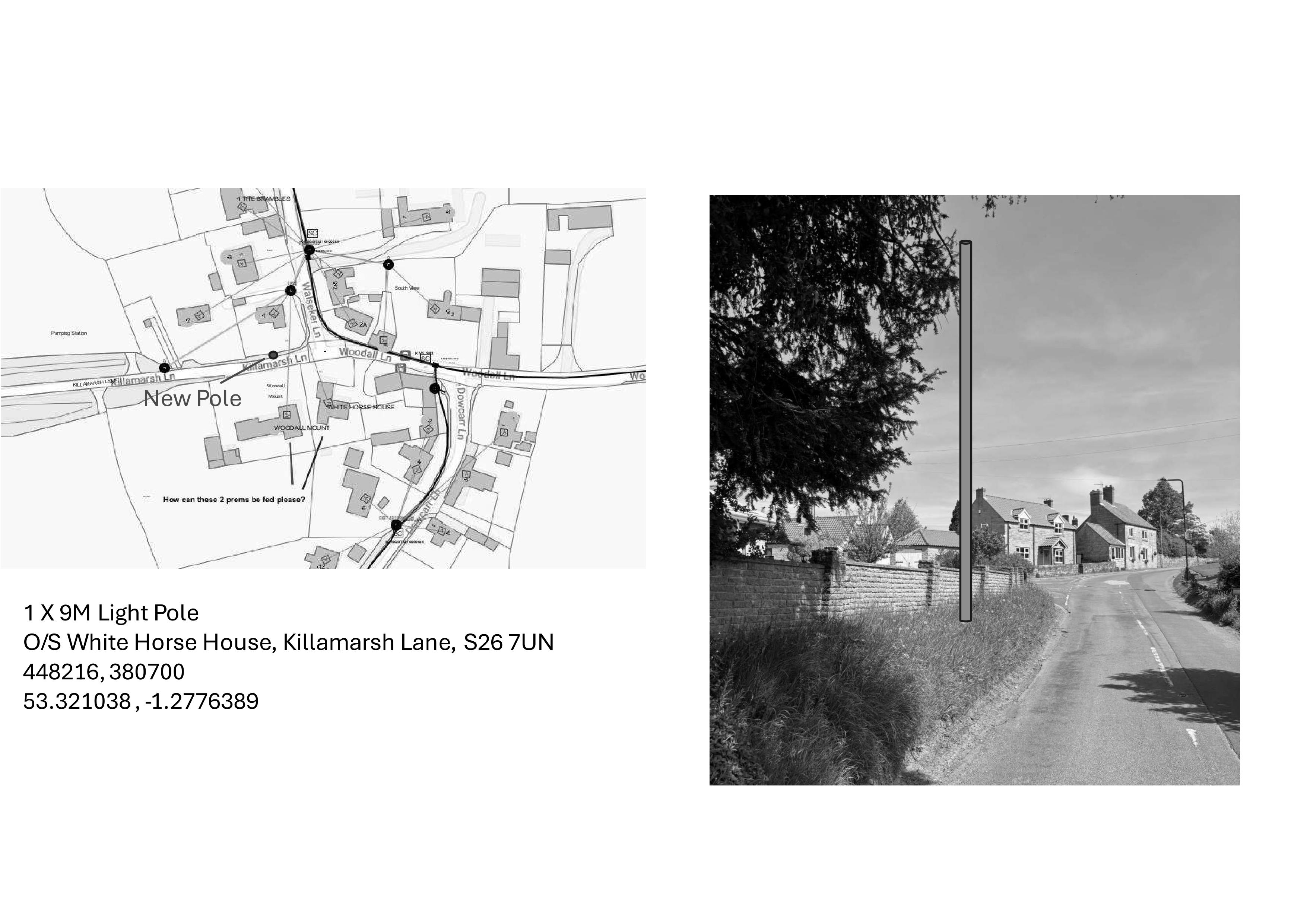 Sketch of Proposed light pole on Turnshaw road, Ulley